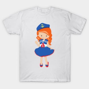 Boat Captain, Skipper, Orange Hair, Cute Girl T-Shirt